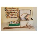 SEWING NOTIONS W/ BOX & RACK