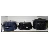 (3) GRANITE PANS, VERY CLEAN