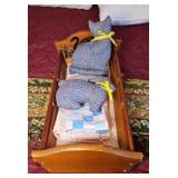 DOLL CRIB W/ CUSTOM MADE BEDDING
