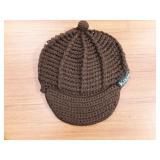 2) Dark Brown Beanies with Brim