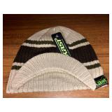 5) Light Brown Striped Beanies with Brim