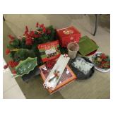 Christmas Garland, Gift Boxes, Plates, Vase
