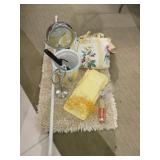 Mirror, Curling Iron, Towels, Mat