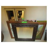 2) Painted Mirrors, Mirrors and Wood Wall Decor