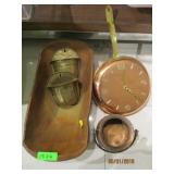 Wood Dish, 2) Bronze Colored Wall Decor