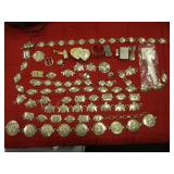 Silver Plate Double Heart Belt Buckle, Various