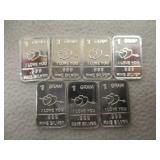 7) Hearts .999 Fine Silver 1 Gram Coins
