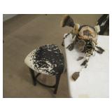 Cowhide Bar Stool  and Bull Skull