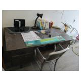 Desk with Pad, Chair, Books, Lam
