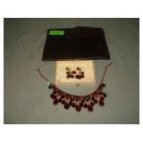 Red Necklace & Earrings Set, Coin Purse
