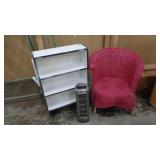 Shelf, Wicker Chair, Portable Fan