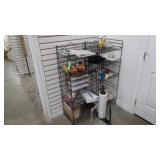 Wire Racks with Contents: Tape Guns, Tape,