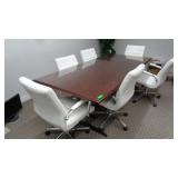 Table with 6) Rolling Office Chairs