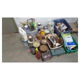 Paint Cans, Caulking Gun, Battery, Tools