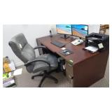 Computer, 2) Monitors, HP Printer, Desk,