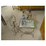 End Table, Metal Decor, Lantern, Figurine