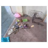 Metal Table, Dolls, Wooden Dog, Metal Dishwares