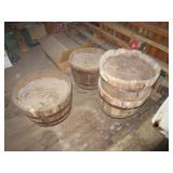 4) Wooden Half Planter Barrels