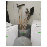 Rakes, Shovels, Hoe, Trash Can