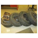 4) Wildcat 75R16 Tires, GMC Hubcaps