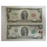 Red Seal $2 Note, Stamped $2 Note