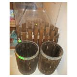 2) Short Picket Fence Gates, 2) Small Wood Barrel