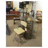 3) Metal Shelves and a Metal Chair