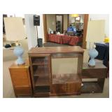 Entertainment Center, 2) Lamps, Dresser