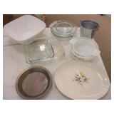 Pyrex, Pie Tins, 4) Large Serving Bowls