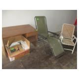 Desk, Lawn Chairs, Hughes Net Dish