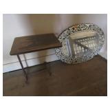Ornate Oval Mirror & Side Table