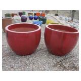 2) Red Vietnamese Terracotta Glazed Pots