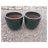 2) Green Vietnamese Terracotta Glazed Pots