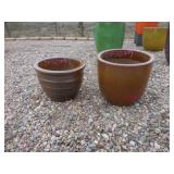 2) Brown Vietnamese Terracotta Glazed Pots