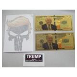 Trump Gold Foil Bills, Stickers