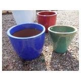 1) Blue 1) Green Vietnamese Glazed Pots