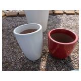 1) White 1) Red Vietnamese Glazed Pots