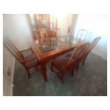 Glass Top Dining Table With 6) Chairs