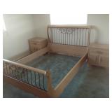 Queen Bed Frame With 2) Matching Nightstands