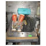 Motorcross Boots, Leather Saddlebags, Sink