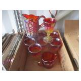 Vintage Red / Orange Sunset Carnival Glassware