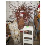 Wreath, Bears, Wood Crate, Antique Chair, Ladder