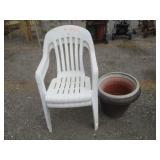 Plastic Chairs, Planter Pots