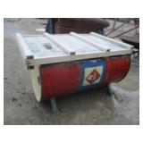 Old Gas Barrel Made Into Coffee Table With Glass