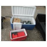 2) Coolers, Enamel Ware Camping Dishes, Small
