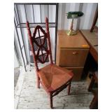 Chair, Legal Size File Cabinet and Green Lamp