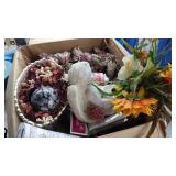 Figurines, Candle, Artificial Plants