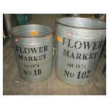 2) Tin Flower Market Containers