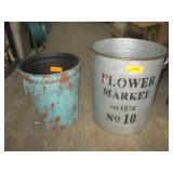 1) Tin Flower Market Container & Rustic Container