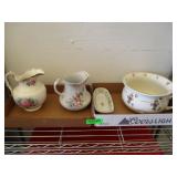 Porcelain Pitchers, Tray and Bowl